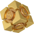 Un cubo dorado adornado con signos de dólar, símbolo de riqueza y prosperidad.