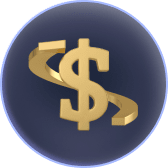 Dollar sign icon on dark blue button
