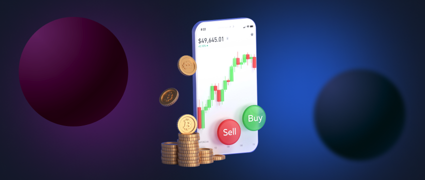 image with mobile phone with candlestick chart displaying price fluctuations and bitcoins related to is forex high risk