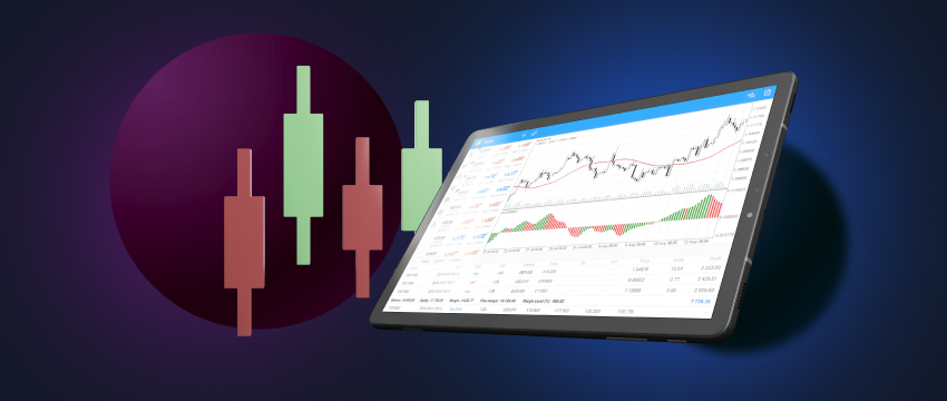 A candlestick chart depicting recent price fluctuations in forex trading