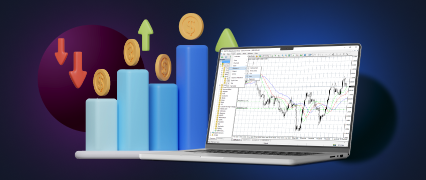 A laptop with a financial chart on the screen, showing the trend of the stock market