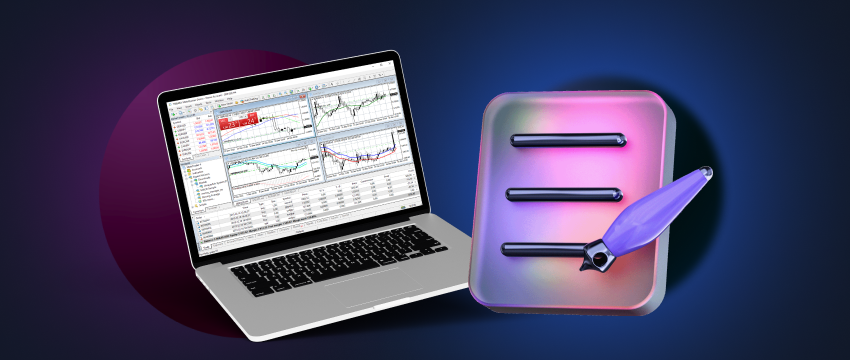 An image displaying a laptop screen with a financial chart on it, assisting a trader in initiating trades based on events and news.