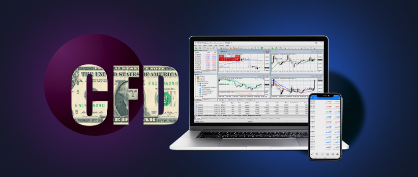 Trading with CFD. A person analyzing financial charts on a computer screen, engaging in online trading.