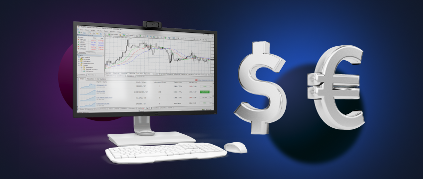 Desktop computer displaying forex trading platform with forex pairs for trading
