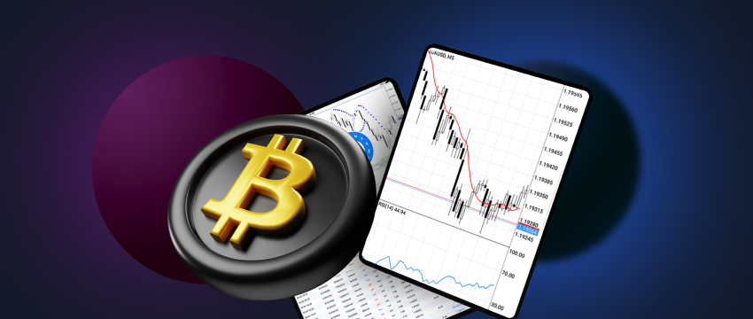 A technical analysis tablet displaying Bitcoin price predictions for 2024, highlighting CFD trading insights and trends.