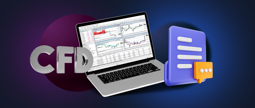 A laptop displaying the MetaTrader 4 platform, illustrating how to trade forex using CFDs effectively.