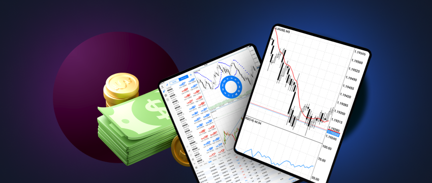 Forex trading application on an Android tablet, highlighting user-friendly design for managing finances and trading activities.