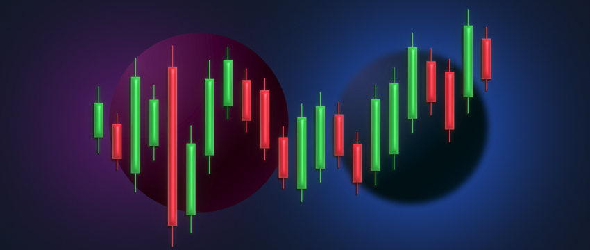 An illustrated stock chart highlighting buy and sell opportunities for swing traders in the forex sector.