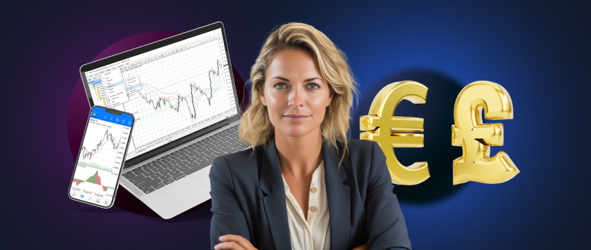 A woman using a laptop to trade forex pairs, illustrating essential tips for novice traders in the forex market.