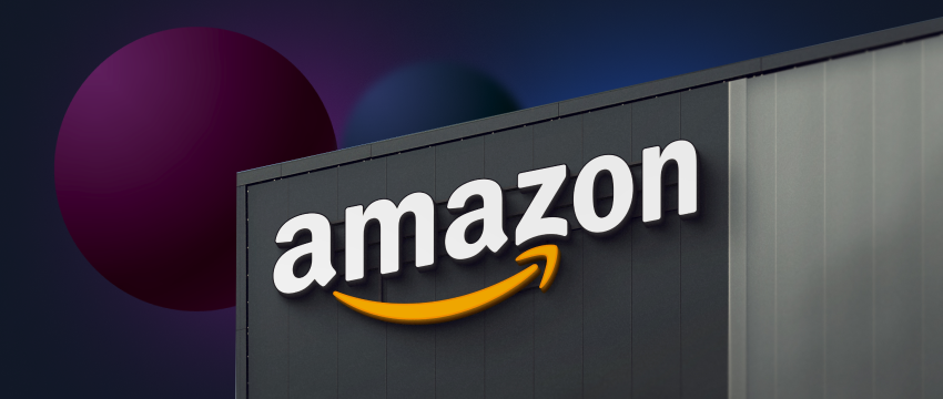 The new Amazon logo is featured on a building, highlighting the brand's identity at the Amazon logo shop.