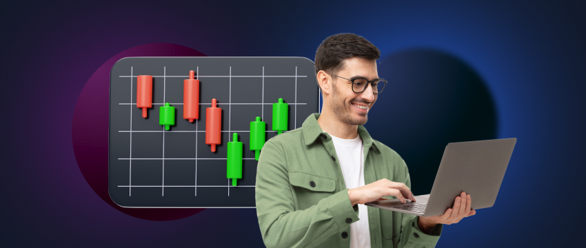 A man analyzing forex charts on a laptop, focused on trading momentum strategies.