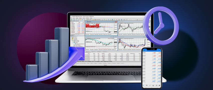 Um comerciante que utiliza um dispositivo móvel para negociar forex, destacando a plataforma MT4 para uma negociação eficiente em movimento.