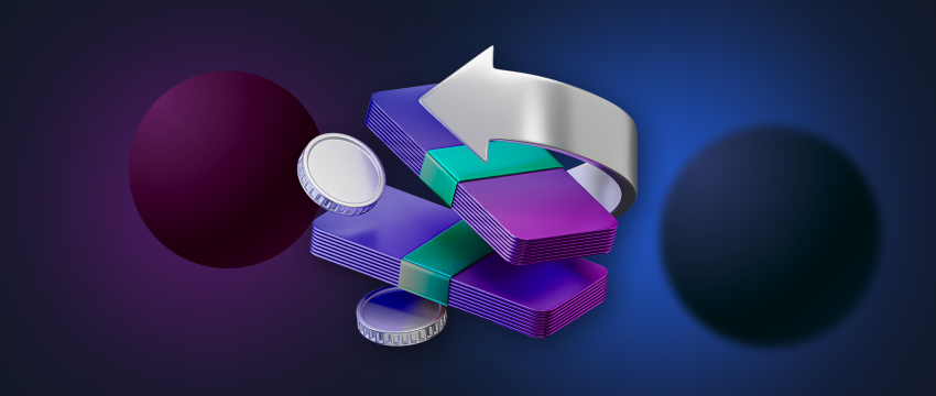 A vibrant purple and blue computer with a white arrow, representing the pursuit of learning and becoming and develop trading skills