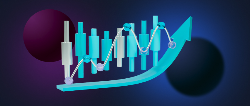 An illustration of a graph chart with arrows, symbolizing risk management success in Forex and CFDs trading.