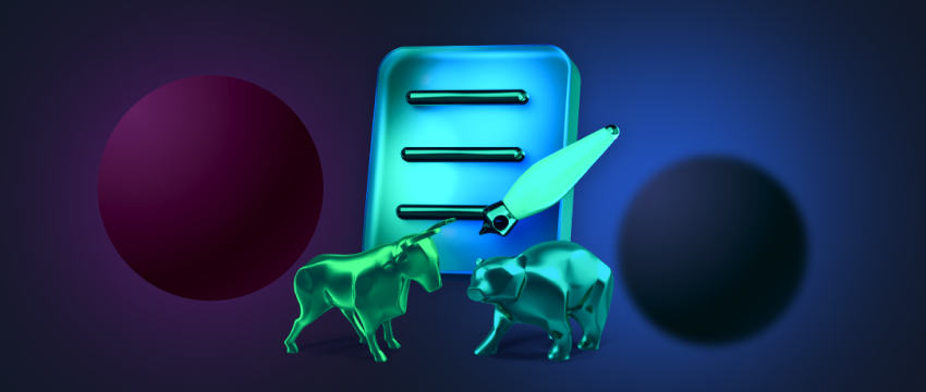 A vibrant blue and green image depicting a cow alongside a bull, representing bullish trends in the trading market.